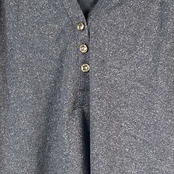 Liz Claiborne Sweater Women's Petite XL 3/4 Sleeve Metallic Gray Rhinestone NWT - Picture 3 of 6
